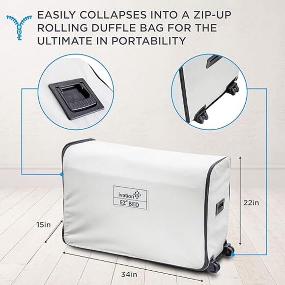 (Full Size) Air Mattress with Frame & Rolling Case, 80"L x 55"W x 24"Th - Picture 2 of 4